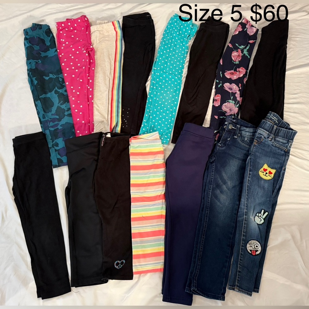 Colorful Leggings and Jeans Bundle - Size 5